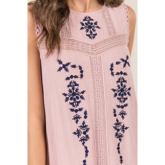 BLUE RAIN | Pink Embroidered Dress | Small - Picture 3 of 7